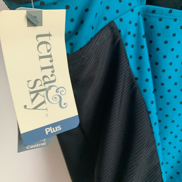 NWT plus swimsuit, teal & black one piece - Picture 3 of 4